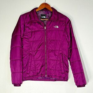 The North Face Women Jacket Purple Insulated Quilted Full Zip Petite size Small